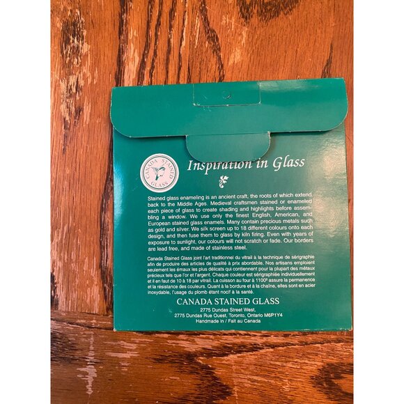 Vintage Stained Glass Cat Suncatcher With Lead-Free Stainless Steel Border & Cha - Picture 2 of 2